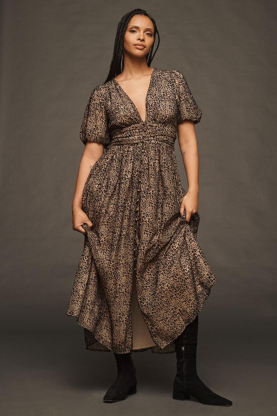 nwt by ANTHROPOLOGIE sz 12 The Katerina: Velvet Edition in Leopard Motif